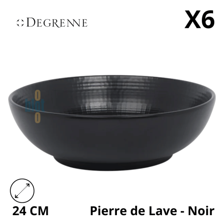 Lot de 6 saladiers MODULO NATURE PIERRE DE LAVE 24 cm DEGRENNE.