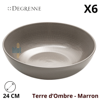 Saladier rond Modulo Nature Terre d’Ombre marron 24 cm en grès, motif mosaïque intérieur et extérieur lisse, marque Degrenne