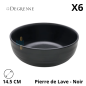 Bol rond Modulo Nature Pierre de Lave noir 14,5 cm en grès, finition mate et surface extérieure striée, marque Degrenne