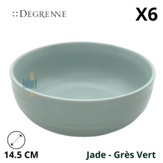 Bol rond Modulo Nature Jade vert 14,5 cm en grès, finition mate et bord légèrement arrondi, marque Degrenne
