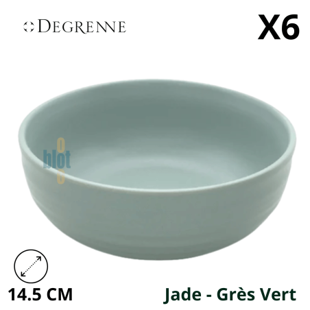 Bol rond Modulo Nature Jade vert 14,5 cm en grès, finition mate et bord légèrement arrondi, marque Degrenne