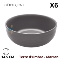 Bol rond Modulo Nature Terre d’Ombre marron 14,5 cm en grès, finition mate et surface extérieure subtilement striée