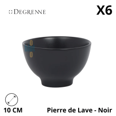 Coupelle ronde Modulo Nature Pierre de Lave noir 10 cm en grès, finition mate et pied central évasé, marque Degrenne