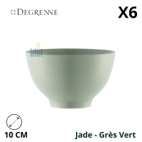 Vue de face de la coupelle Modulo Nature Jade vert 10 cm en grès, pied central évasé et finition satinée