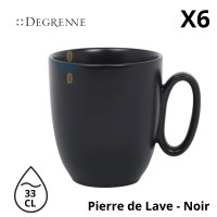 Mug Modulo Nature Pierre de Lave noir 33 cl en grès, vue de face avec poignée ovale et finition mate