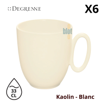 Mug Modulo Nature Kaolin blanc 33 cl en grès, vue de face avec poignée ovale et finition satinée