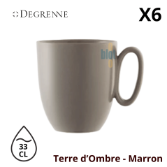 Vue de face du mug Modulo Nature Terre d’Ombre marron 33 cl en grès, finition satinée et large anse ovale