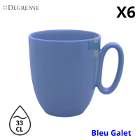 Mug Modulo Nature Bleu Galet bleu 33 cl en grès, vue de face avec poignée ovale et finition satinée