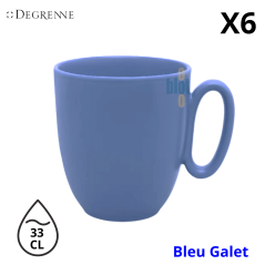 Mug Modulo Nature Bleu Galet bleu 33 cl en grès, vue de face avec poignée ovale et finition satinée