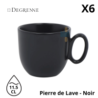 Tasse à café Modulo Nature « Pierre de lave » noir 11,5 cl, vue de face.