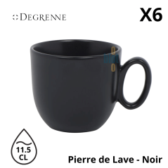 Tasse à café Modulo Nature « Pierre de lave » noir 11,5 cl, vue de face.