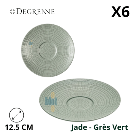 Soucoupe Modulo Nature « Jade – Grès Vert » 12,5 cm, X6 – vue plongeante