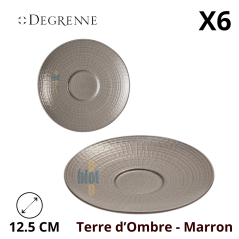 Soucoupe Modulo Nature « Terre d’Ombre – Grès Marron » 12,5 cm, X6 – vue plongeante