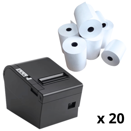 Bobine thermique sans BPA 80x80x12 mm pour imprimantes tickets.