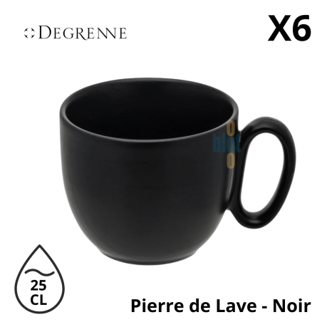 Tasse à thé Modulo Nature « Pierre de Lave – Noir » 25 cl X6 – visuel promotionnel