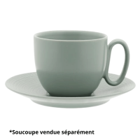 Tasse à thé Jade vert 25 cl posée sur sa soucoupe