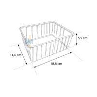 Dimensions de la boîte Carty 1100 ml – 18,8 x 14,6 x 5,5 cm, format rectangulaire pratique et empilable
