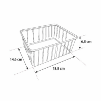 Dimensions barquette 1350 ml Carty : 18,8 x 14,6 x 6,8 cm – format rectangulaire idéal pour la restauration
