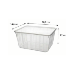Dimensions de la boîte Carty 1800 ml – 18,8 x 14,6 x 9,2 cm, format rectangulaire pour portions généreuses