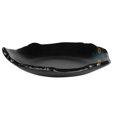 Assiette Brute Déstructurée Noire (20 cm) – Grès Mat
