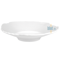 Vue de profil de l'assiette organique en porcelaine blanche avec rebords irréguliers