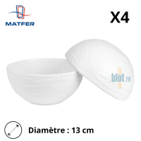 Sphère blanche INSITU en porcelaine émaillée, présentée ouverte – Lot de 4, diamètre 13 cm