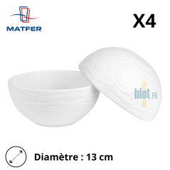 Sphère blanche INSITU en porcelaine émaillée, présentée ouverte – Lot de 4, diamètre 13 cm