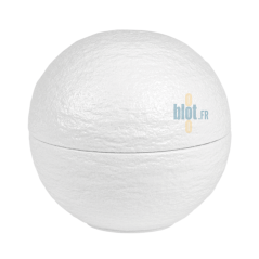 Sphère en porcelaine blanche refermée – Design texturé INSITU, vue de face