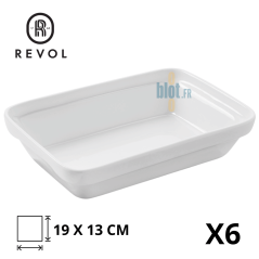 Plat à Lasagnes (45 cl) - Blanc REVOL – (19x13 cm) - Porcelaine - Vue de face avec ses caractéristiques