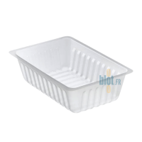 Barquette frite plastique vide – structure nervurée solide.