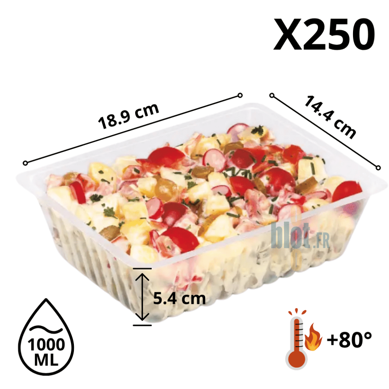 Lot (x250) - Barquette à frites / Charcutière plastique – (1000 ML) Lot (x250) - Barquette à frites / Charcutière plastique – (1000 ML)