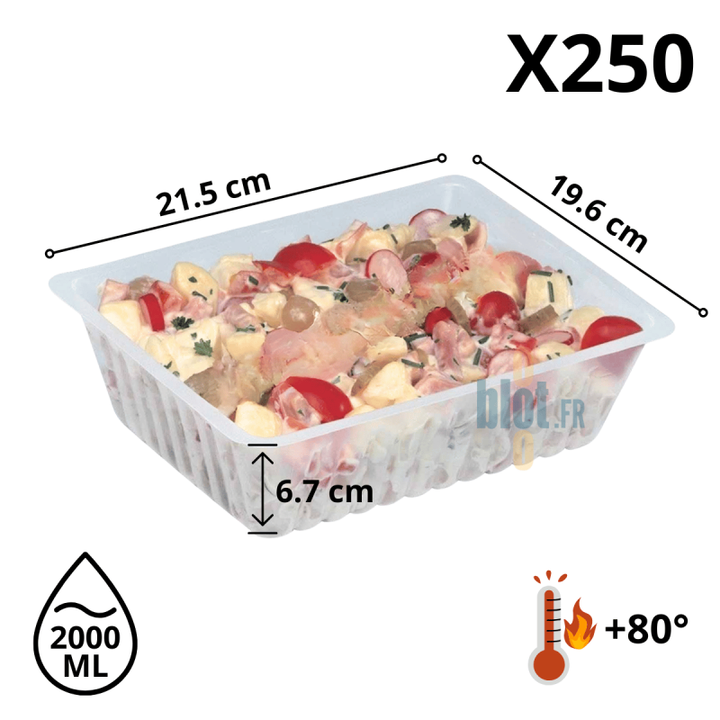 Lot (x250) - Barquette à frites / Charcutière plastique – (2000 ML) Lot (x250) - Barquette à frites / Charcutière plastique – (2000 ML)