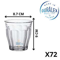 Verre Duralex Le Picardie 25 cl – dimensions 8,7 cm x 9 cm – lot de 72 verres professionnels
