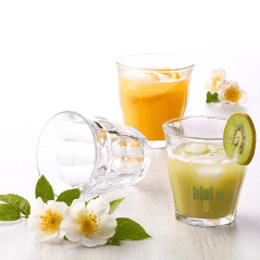 Verres Duralex Picardie 25 cl – service de jus avec décoration fruitée et fleurs blanches