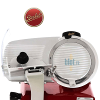 Vue arrière de la machine avec lame et logo Berkel visibles