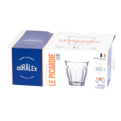 Boîte d’emballage de 6 verres Duralex Picardie 16 cl fabriqués en France