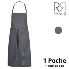 Tablier LOTI - Anthracite - (70×90 cm) – Mixte, 1 poche avant - Vue de face et ses caractéristiques