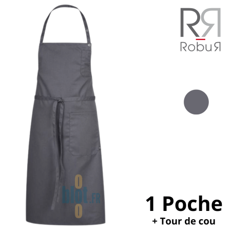 Tablier LOTI - Anthracite - (70×90 cm) – Mixte, 1 poche avant - Vue de face et ses caractéristiques