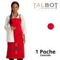 Tablier ÉPICIER Bavette Rouge - (70×90 cm) – Mixte, 1 poche centrale