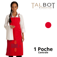 Tablier ÉPICIER Bavette - (70×90 cm) – Mixte, 1 poche centrale - Vue de face et caractéristiques