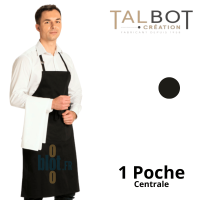 Tablier ÉPICIER Bavette Noir - (70×90 cm) – Mixte, 1 poche centrale