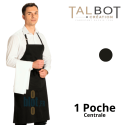 Tablier ÉPICIER Bavette Noir - (70×90 cm) – Mixte, 1 poche centrale