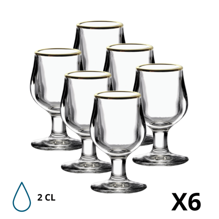 Lot de 6 Verres à Liqueur Déguster Bord Or - La Rochère - Lot de 12