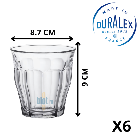 Verre Duralex Le Picardie 25 cl – dimensions 8,7 cm x 9 cm – lot de 72 verres professionnels