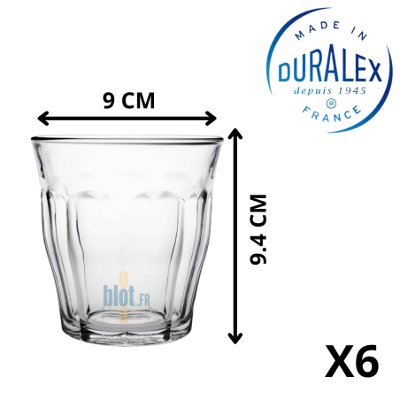 Verre Duralex Picardie 31 cl avec dimensions 9 cm de diamètre et 9,4 cm de hauteur