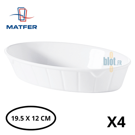 Plat Ovale INSITU - Porcelaine Blanche - (19.5 x 12 CM) / S'Food - Vue de face et caractéristiques