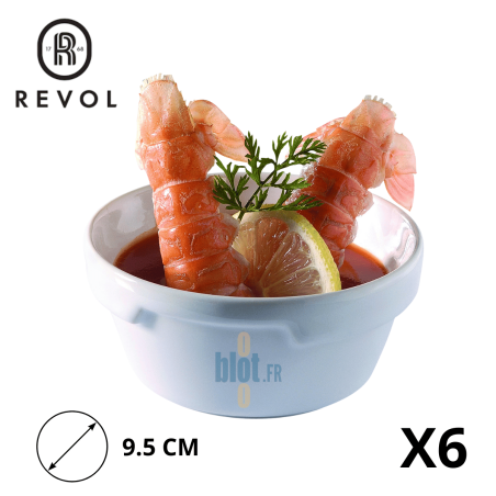 Ramequin Empilable - Porcelaine blanche - (4.5 x Ø9.5 CM) - Vue principale et crevette - citron