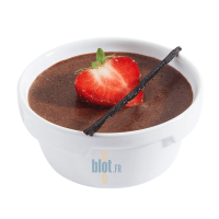 Ramequin Empilable - Porcelaine blanche - (4.5 x Ø9.5 CM) - Vue avec une mousse au chocolat