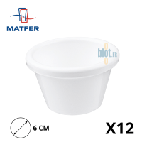 Ramequin Blanc en Mélamine - (4 x Ø6 CM) / Lot de 12 - Vue principales et ses caractéristiques