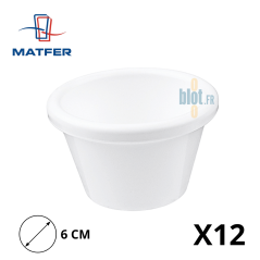 Ramequin Blanc en Mélamine - (4 x Ø6 CM) / Lot de 12 - Vue principales et ses caractéristiques